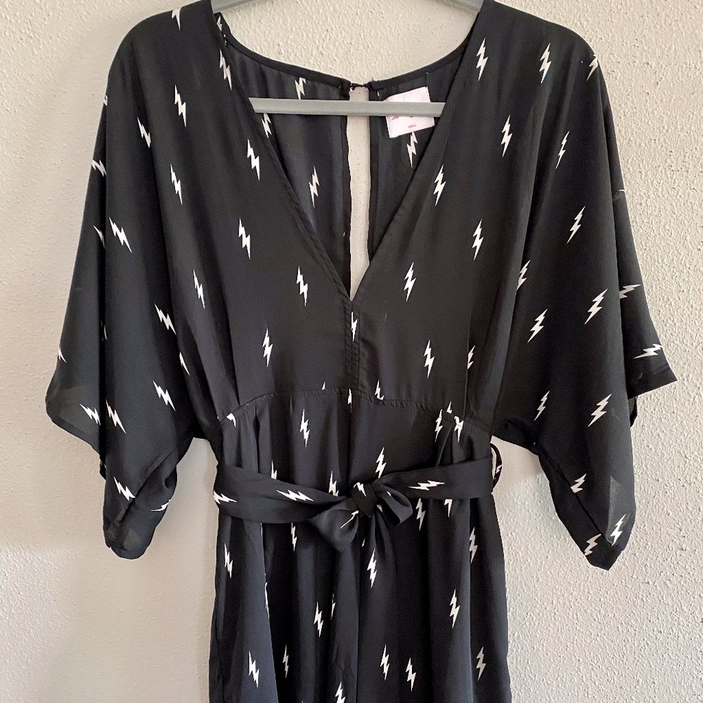 Grit + Grey - Black Lightening Bolt Romper